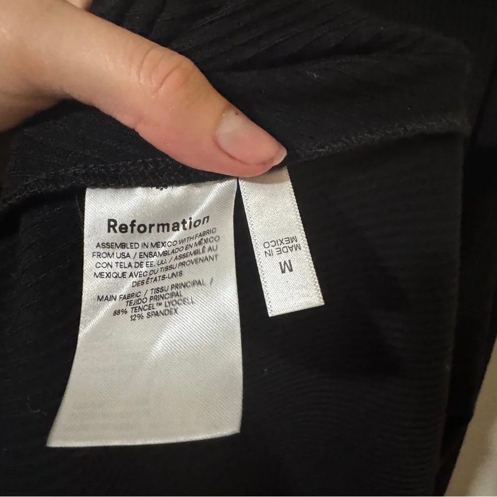 Reformation Black Ribbed Hilo Twist Dress with High Slit - Picture 5 of 10